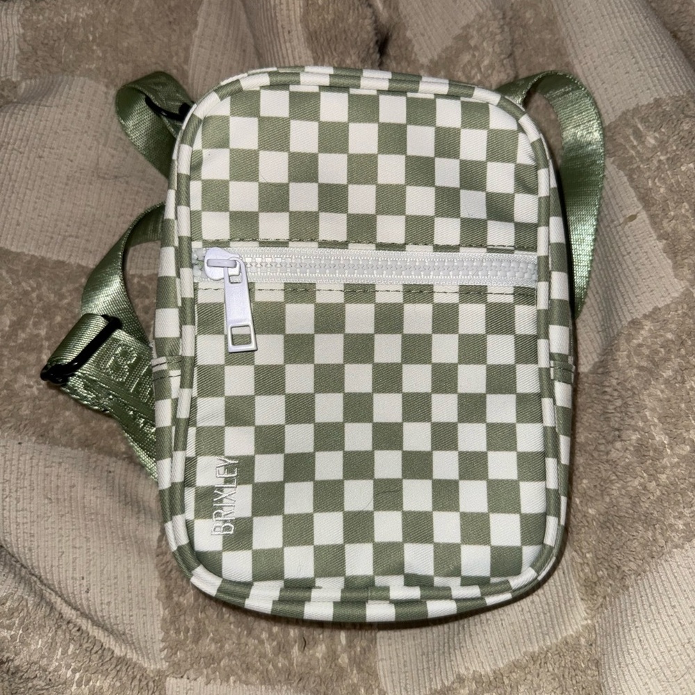 Brixley Bags Small Green Checkered Crossbody Bag